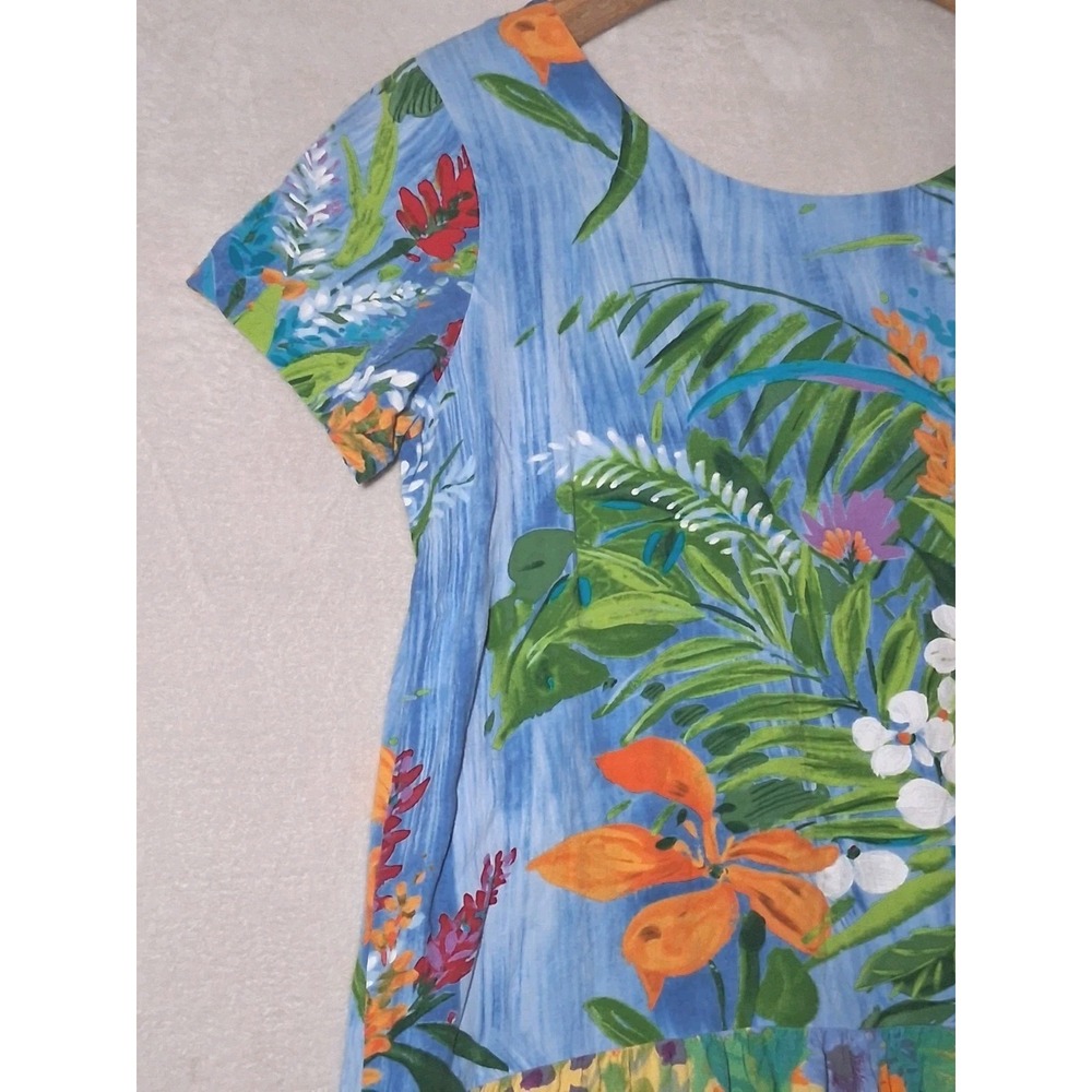 Jams World Tropic Garden Tiered Hattie Dress XXL Floral Rayon Made in Hawaii VTG - Picture 7 of 12